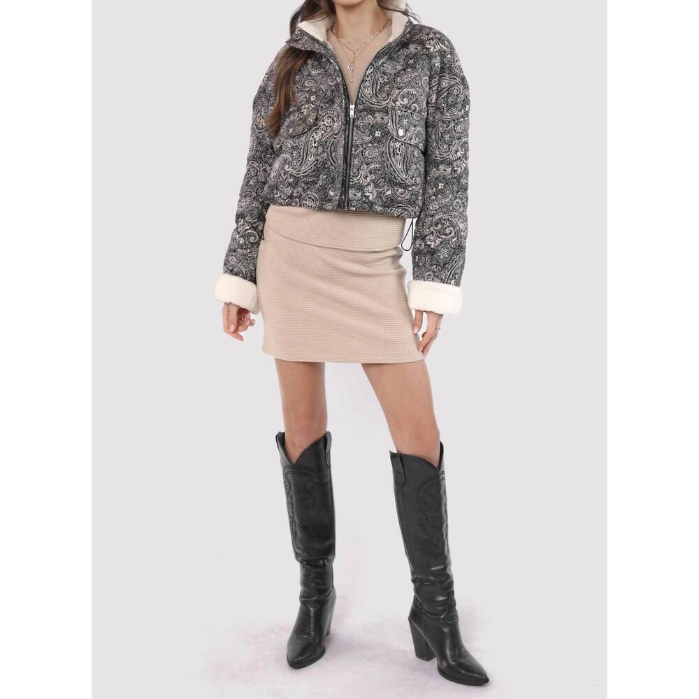 NEW SAGE & CLARE cool girl quilted puffer jacket in beige
